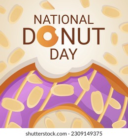 National Donut Day banner. 2 june. Stock vector illustion in flat cartoon style.