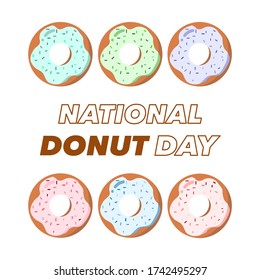 "National donut day "card or can use for poster, banner and sticker. Vector illustration.