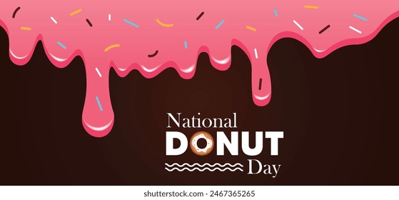National Donut Day delicious creamy vector poster