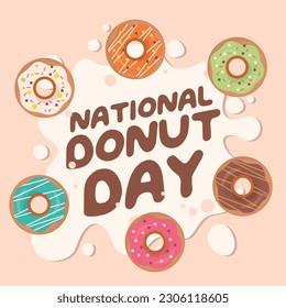 national donut day design template for celebration. donut vector design. donut illustration. flat donut illustration. 