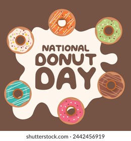 National Donut Day design template good for celebration usage. flat design. eps 10. donut vector illustration.