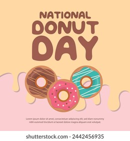 National Donut Day design template good for celebration usage. flat design. eps 10. donut vector illustration.