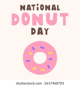 National donut day. Flat vector design. Banner illustration.