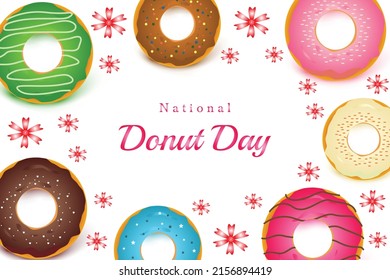 National donut day social media ad poster background design template 