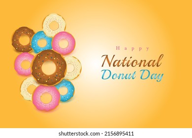 National donut day social media ad poster background design template 