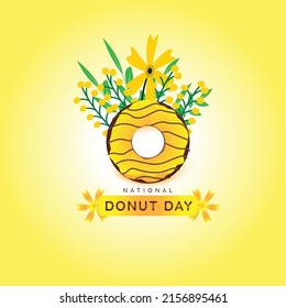 National donut day social media ad poster background design template 