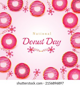 National donut day social media ad poster background design template 