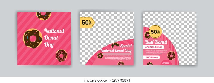 National donut day. The special menu for national donut day. Banner vector for social media ads, web ads, business messages, discount flyers and big sale banners.