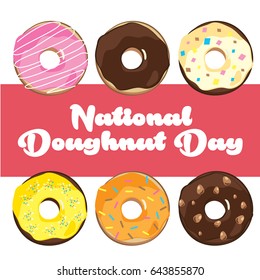 National Donut Day Vector Illustion