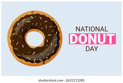 National Donut Day. Vector illustration with chocolate donut.