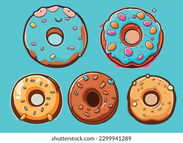 National donut day vector mascot icon illustration