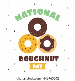 National Doughnut or Donut Day Vector Illustration. Suitable for poster, banner, campaign, and greeting card