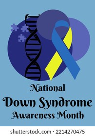 National Down Syndrome Awareness Month, design for poster, banner flyer or postcard on medical and social topics