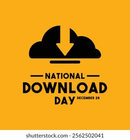 National Download Day. December 28. Yellow background. Poster, banner, card, background. Eps 10.