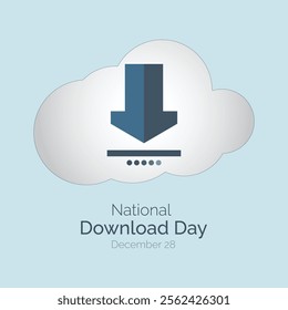 National Download Day vector, illustration. Downloading icon and cloud design concept. December 28.