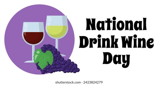 National Drink Wine Day, simple horizontal drink poster or banner vector illustration design