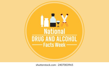 En marzo se celebra cada año la Semana Nacional de los Hechos de las Drogas y el Alcohol. Diseño de ilustraciones vectoriales de vacaciones, afiche, tarjeta y fondo.