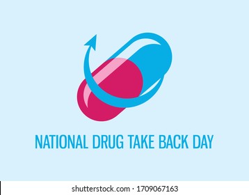 National Drug Take Back Day Vector. Blue-pink Pill Vector. Returned Drug Vector. Expired Prescription Drugs Poster. Important Day