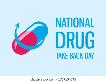 National Drug Take Back Day Vector. Blue-pink Pill Vector. Returned Drug Vector. Expired Prescription Drugs Poster. Important Day