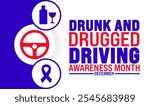 National Drunk and Drugged Driving Awareness Month background, banner or poster design template. observed every year in December. Holiday concept. Use to any Template, card, poster, placard, template.