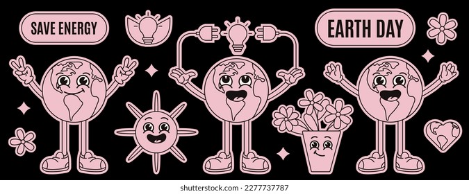 National Earth Day. Banner with earth and energy elements. Vector illustration. Flat style.
