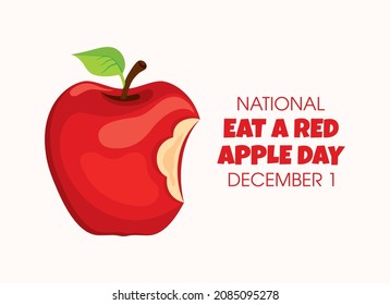 National Eat a Red Apple Day vector. Bitten red apple icon vector. Eat a Red Apple Day Poster, December 1. Important day