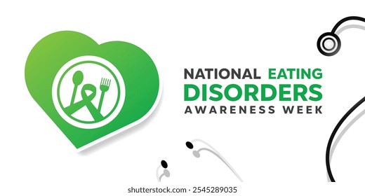 National Eating Disorder Awareness Week. Heart, plate and more. Great for cards, banners, posters, social media and more. White background. 