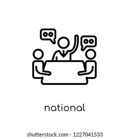 National Economic Council Icon. Trendy Modern Flat Linear Vector National Economic Council Icon On White Background From Thin Line Business Collection, Editable Outline Stroke Vector Illustration