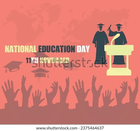 "National  Education Day". Template for background, banner, card, poster with text inscription. Education concept vector illustration with pile of books. Vector EPS10 illustration.