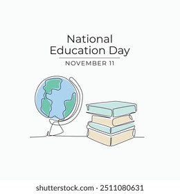 National Education Day vector design template good for celebration usage. National Education Day. Continuous line drawing. eps 10.