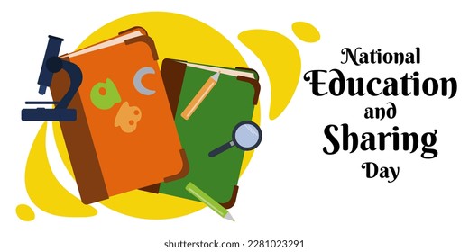 National Education and Sharing Day, Knowledge availability horizontal banner vector illustration