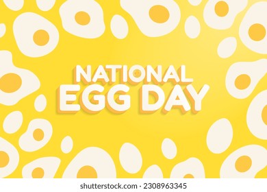 National Egg Day Banner, celebrated on June 3. Cute National Egg Day typographic design with illustrations fried eggs and whole egg frame.  Vector Illustration. EPS 10