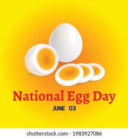 National Egg Day vector. Raw egg in shell vector. Egg icon vector. Broken eggs cracked open eggshell vector. Egg Day Poster, June 3. Important day