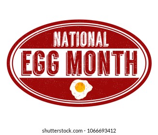 National egg month grunge rubber stamp on white background, vector illustration