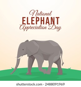 Día Nacional de Apreciación del Elefante Plantilla de diseño de Vector buena para el uso de la celebración. Diseño del día de la apreciación del elefante. diseño plano. eps 10. 