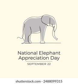 National Elephant Appreciation Day vector design template good for celebration usage. Elephant Appreciation Day design. Continuous line drawing. eps 10.