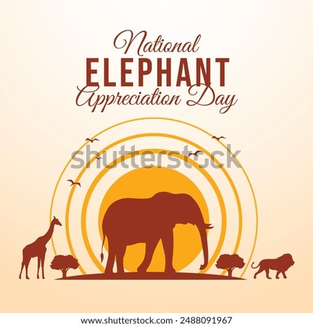 National Elephant Appreciation Day vector design template good for celebration usage. Elephant Appreciation Day design. flat design. eps 10. 