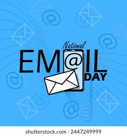 National Email Day event banner. Smartphone with envelope and bold text on blue background to celebrate on April 23rd