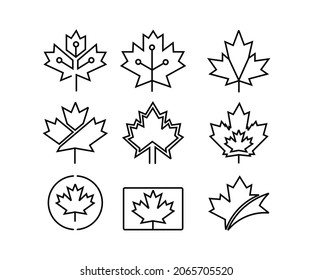 National emblem of Canada,Maple leaf symbol significance gradient linear vector icons set.