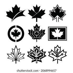 National emblem of Canada,Maple leaf symbol significance gradient linear vector set.