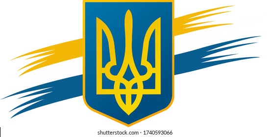 National Emblem of Ukraine. Coat of arms. Vector illustration.