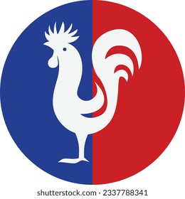 national emblems of France Concept, Coq Gaulois decorated French flag during the Revolution Vector Icon Design, Bastille Day Symbol, National day of France Sign, French Revolution Stock illustration