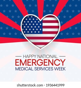 National Emergency medical services week observed each year in may to appreciate the contributions of EMS practitioners in safeguarding the health, safety and wellbeing of their communities. vector