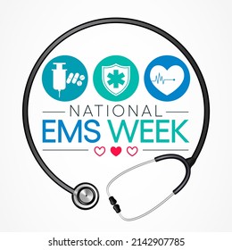 National Emergency medical services week observed each year in May to appreciate the contributions of EMS practitioners in safeguarding the health, safety and wellbeing of their communities. vector