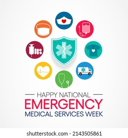 National Emergency medical services week observed each year in May to appreciate the contributions of EMS practitioners in safeguarding the health, safety and wellbeing of their communities. vector