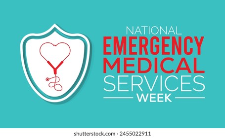 National Emergency medical services week observed every year in May. Template for background, banner, card, poster with text inscription.