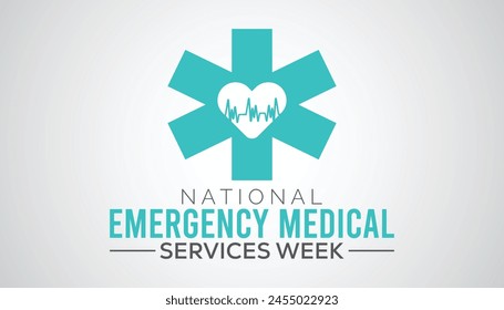 La semana de los servicios médicos de emergencia nacional se celebra todos los años en mayo. Plantilla para fondo, Anuncio, tarjeta, cartel con inscripción de texto.