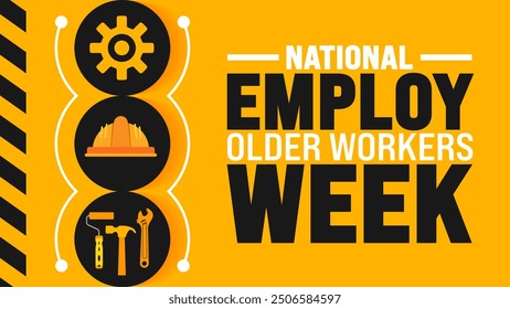 National Employ Older Workers Week is observed every year in September. Holiday concept. Template for background, banner, card, poster, placard, design template with unique shapes with standard color.