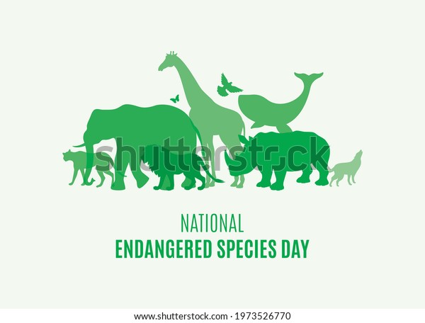 National Endangered Species Day Poster With Green Silhouettes Of Wild ...