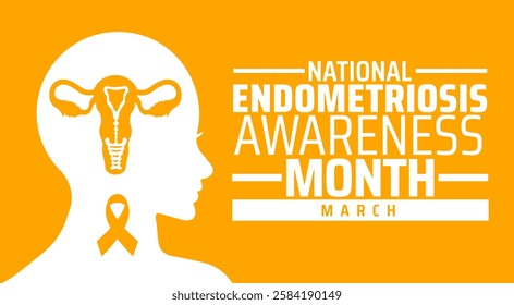 National Endometriosis Awareness Month background banner or poster design template. observed every year in March. Holiday concept. Use to any Template, card, poster, placard, template.